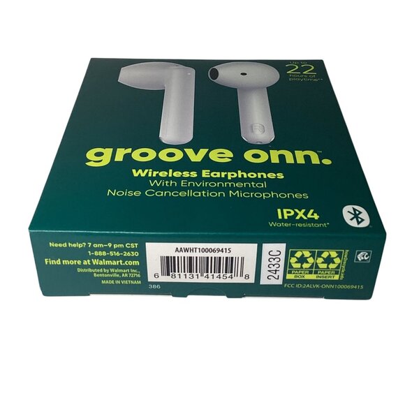 Groove Onn Wireless Earphones 1PX4 White 22 Hrs of Playtime New In Sealed Box - Picture 3 of 3